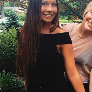 Cropped off the shoulder black top